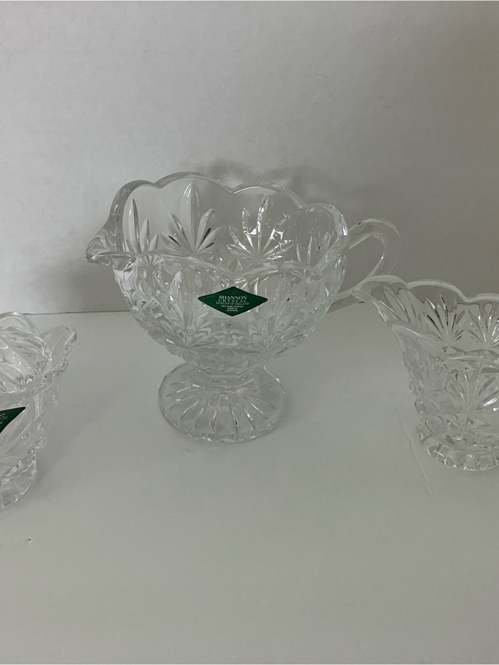 Shannon Crystal Clear Glass Pedestal Sauce Boat - Clear